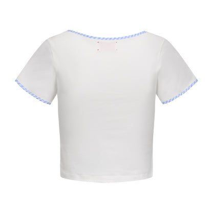 BLUE GINGHAM KINDERGARTEN T-SHIRT