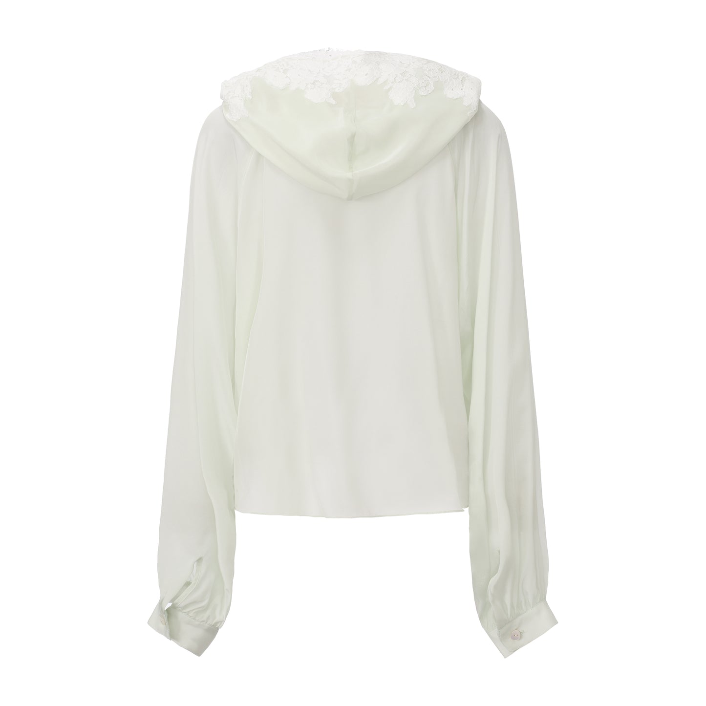 LIGHT GREEN MISS-YOU HOODED SHIRT AND PLEATED SKIRT