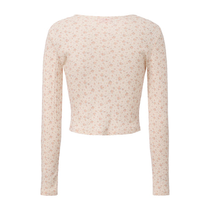 BEIGE FLORAL PRINT SHYNESS CARDIGAN