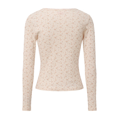 BEIGE FLORAL PRINT HOMEBODY TOP
