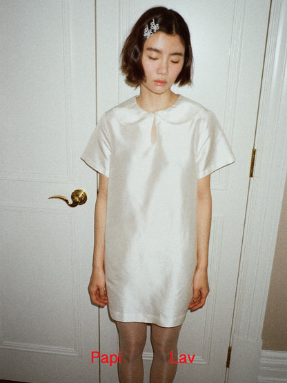 WHITE CRUSH SHIRT DRESS