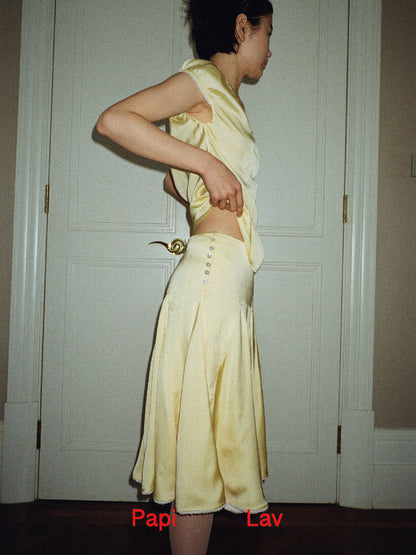 YELLOW GHOSTING FLARED SKIRT