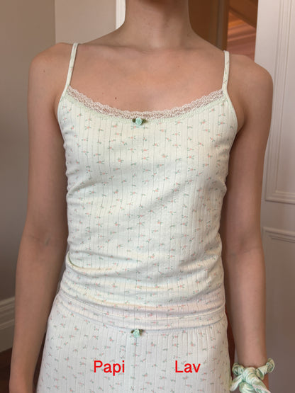 GREEN FLORAL PRINT ROSY TANK TOP
