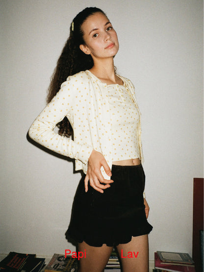 YELLOW STAR PRINT BOOKWORM LONG SLEEVE TOP