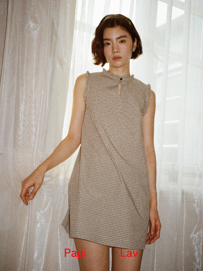 KHAKI CHECK LILI DRESS