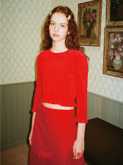 RED MONICA SMOCK TOP
