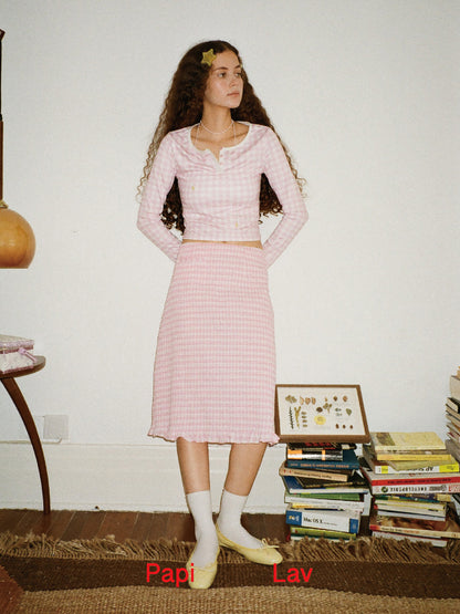 PINK GINGHAM BOOKWORM LONG SLEEVE TOP