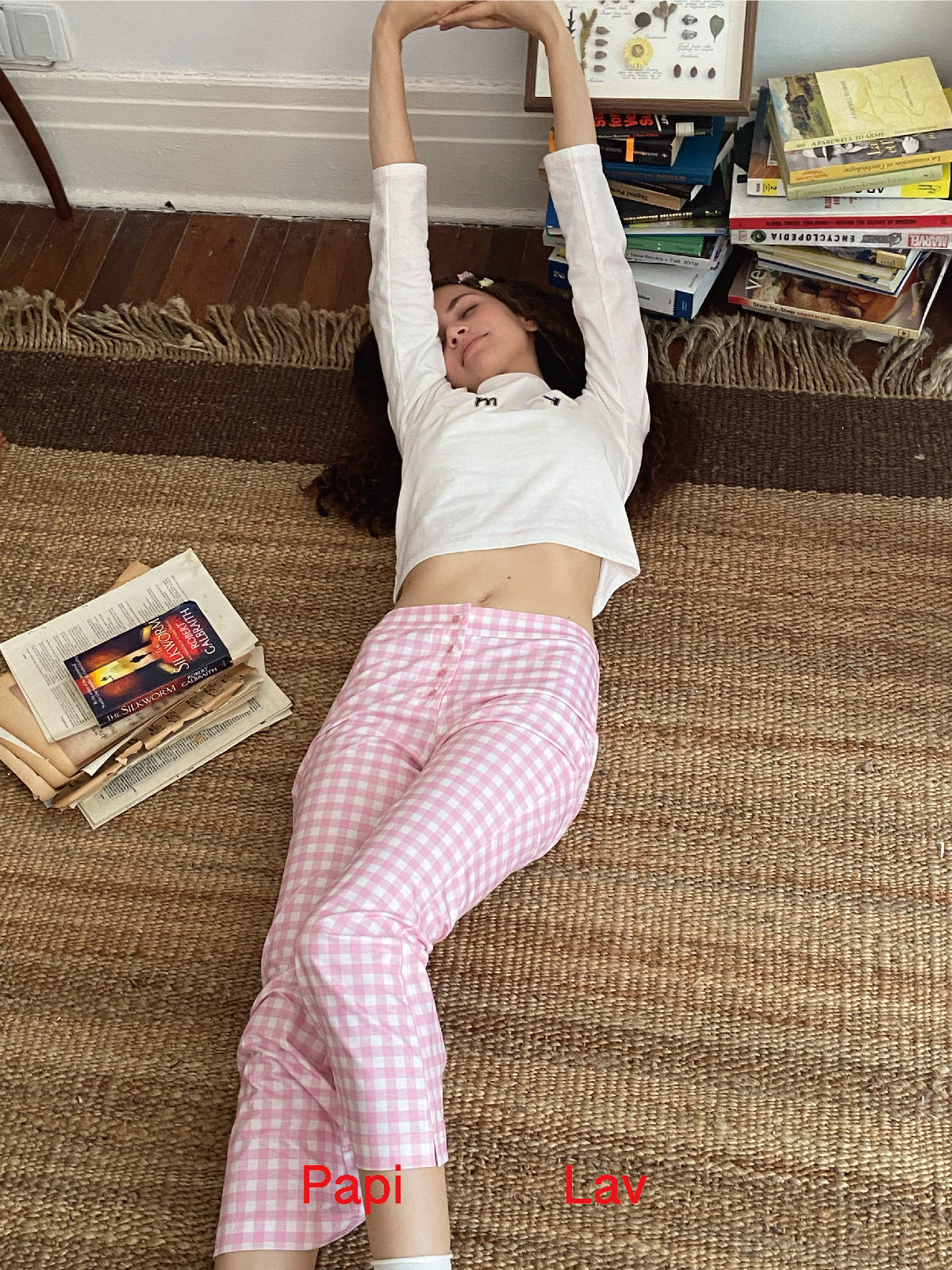 PINK GINGHAM PRINT GABI PANTS