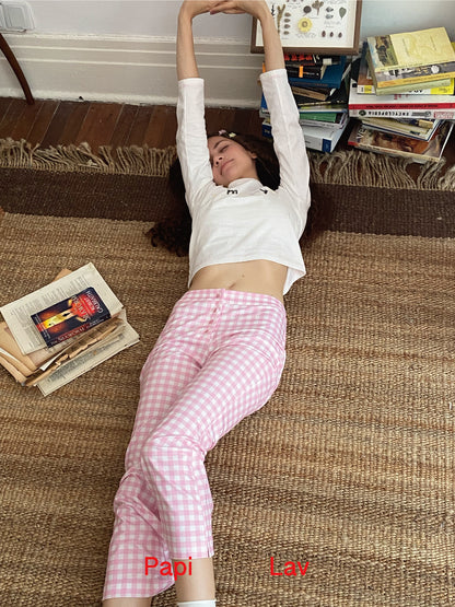 PINK GINGHAM PRINT GABI PANTS