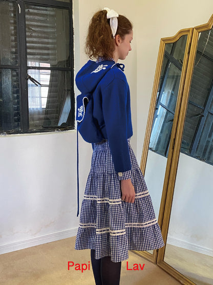 BLUE GINGHAM LOVIE MIDI SKIRT