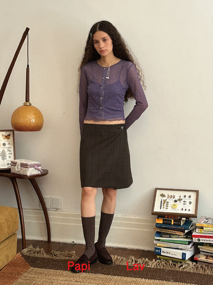 BROWN CHECK FEELING-SAFE SKIRT
