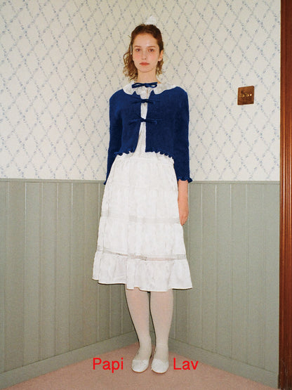 WHITE JACQUARD LOVIE MIDI SKIRT