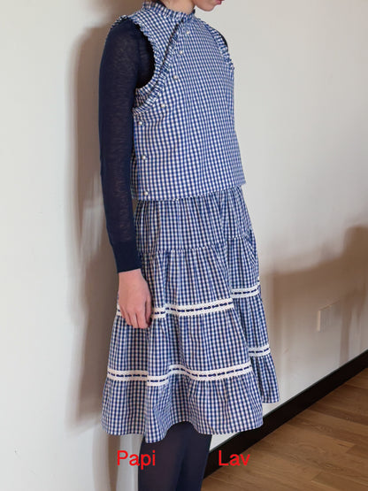 BLUE GINGHAM NAINAI VEST