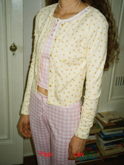 YELLOW STAR PRINT SHYNESS CARDIGAN