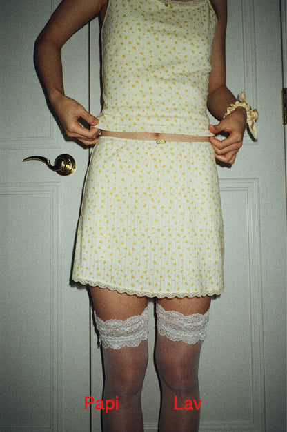 YELLOW FLORAL PRINT CHATTER-BOX SKIRT
