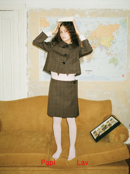 BROWN CHECK FEELING-SAFE SKIRT