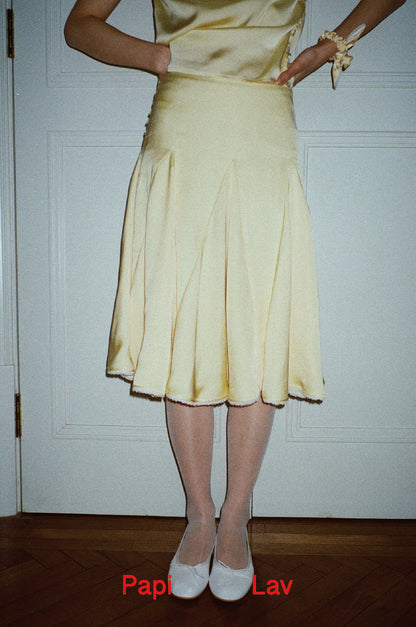 YELLOW GHOSTING FLARED SKIRT