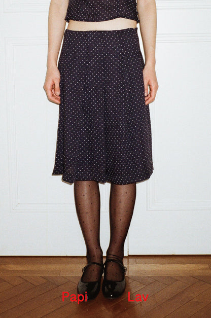 NAVY POLKA DOT NINI PLEATED SKIRT