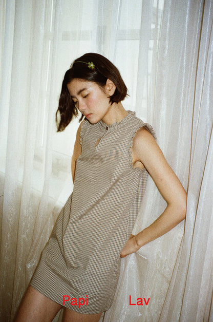 KHAKI CHECK LILI DRESS
