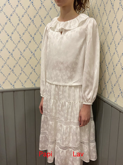 WHITE JACQUARD LOVIE MIDI SKIRT