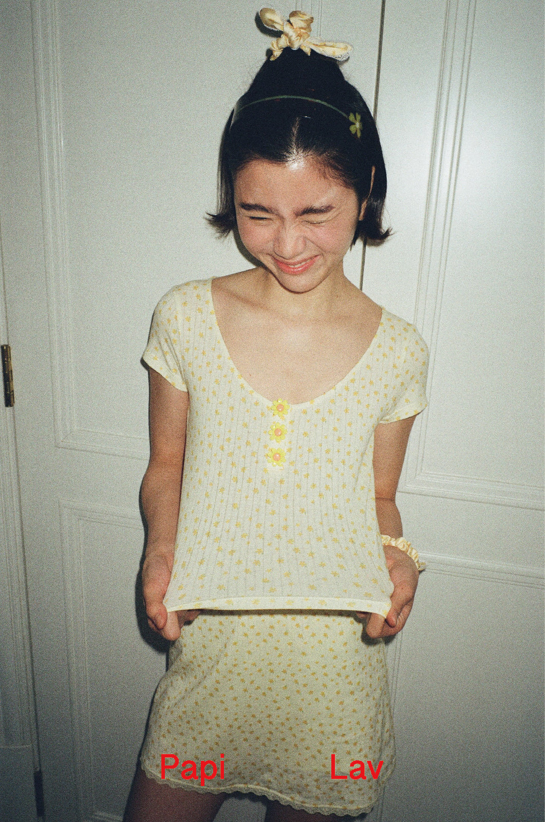 YELLOW FLORAL PRINT CHATTER-BOX TOP