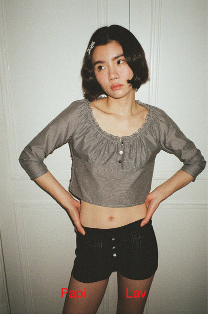 BLACK GINGHAM JESSICA TOP