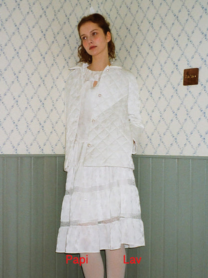 WHITE JACQUARD LOVIE MIDI SKIRT