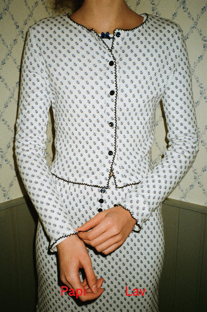 BLUE FLORAL PRINT OMA CARDIGAN