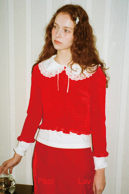 RED MONICA SMOCK TOP